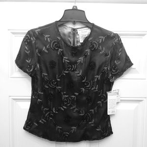 Papell Boutique Vintage Silk Beaded Top